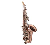 Joyance Juego de saxofón soprano S97, tubo de codo, acabado antiguo rojo, botón de concha de abulón, paquete completo de saxofón para músicos, diseño ligero