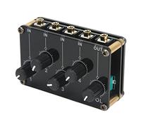 Joyance Mezclador estéreo o mezclador O de 4 canales, mini consola de placa de sonido, mezclador O estéreo pasivo portátil, 1 salida, diseño compacto para sonido en vivo y grabación