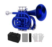 Joyance Mini trompeta de bolsillo Bb Trompeta Bb Flat Brass Instrumento de viento, incluye boca, guantes, paño de limpieza, funda de transporte, diseño compacto para un fácil transporte