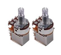 Joyance Potenciómetro de guitarra y bajo, potenciómetro de tono de volumen, 2 piezas, eje dividido, interruptor de botón momentáneo para guitarra, acories