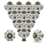 Joyangy Paquete de 12 pomos de calabaza de cerámica marfil, tiradores de cajón vintage, manijas de puerta de armario retro con tornillos de montaje, ideal para armario, armario, proyectos de bricolaje