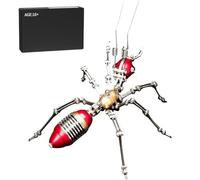 JOYARCH Mini kit de modelo mecánico 3D del ejército de hormigas, rompecabezas de metal rojo y dorado, coleccionable educativo steampunk (rojo y dorado)