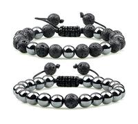 Joyas 2 piezas de hematita tigre cuentas oculares pulseras hechas a mano ajustables protección de salud s pareja brazaletes joyas