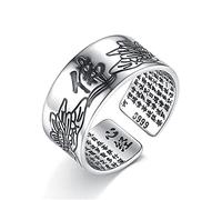 Joyas Amuleto Vintage Buda Lotus Báltico Budistas Budistas Anillos de apertura para hombres Mujeres