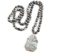 Joyas Blue Point/Brown Anudado Piedra Collares Colgantes A Juego Para Mujeres Collar-Blu_90cm