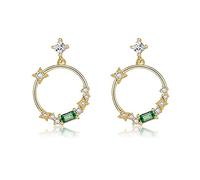 Joyas brillantes de cristal circón círculo pendientes de caída de corona para mujeres aretes de color