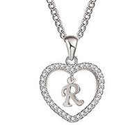 Joyas de aniversario de boda de San Valentín Conciso Corazón ahuecado Alfabeto Joyas para collar unisex Colgante de cadena de cuello Decor, Regalo para mujeres Collar para niños para ba
