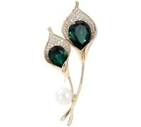 Joyas de broche para mujer, 14K Gold High-End Natural Pearl Horseshoe Water Lily (Lotus) Floral Brooch