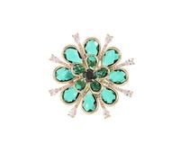 Joyas de broche para mujer, 14K Gold High-End Suit Coat Pin, Unique Design Little Bee Flower Gold Brooch Pin for Women, Vintage Brooch(Style 2 (Green))