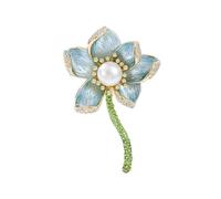 Joyas de broche para mujer, 14K Gold High-End Suit Coat Pin, Unique Design Little Bee Flower Gold Brooch Pin for Women, Vintage Brooch(Style 4 (Blue))