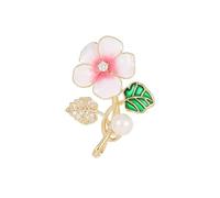 Joyas de broche para mujer, 14K Gold High-End Suit Coat Pin, Unique Design Little Bee Flower Gold Brooch Pin for Women, Vintage Brooch(Style 3 (Pink))