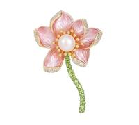 Joyas de broche para mujer, 14K Gold High-End Suit Coat Pin, Unique Design Little Bee Flower Gold Brooch Pin for Women, Vintage Brooch(Style 4 (Pink))