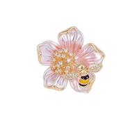 Joyas de broche para mujer, 14K Gold High-End Suit Coat Pin, Unique Design Little Bee Flower Gold Brooch Pin for Women, Vintage Brooch(Style 1 (Pink))