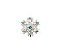 Joyas de broche para mujer, 14K Gold Moissanite Snowflake Brooch, White and Green Gemstone Pin, High-End Elegant Gift for Women(Green)