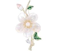 Joyas de broche para mujer, 14K Gold Natural Freshwater Pearl Flower Brooch, Shell Floral Pin, High-end Multi-purpose Accessory(White)