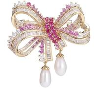 Joyas de broche para mujer, 14K Gold Vintage Butterfly Brooch High-End Moissanite Inlaid Wings, Timeless Elegance for Weddings,(Golden Rose Red)