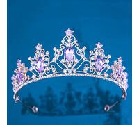Joyas de cabello tiaras de corona para mujeres barroco chicas vintage cristal corona joyas para el cabello tiara fiesta de cumpleaños de cumpleaños cielo azul diamante de diez rianas accesorios de