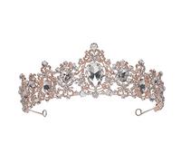 Joyas de cabello Tiaras de corona para mujeres Barroque Corona Roja Azul Cristal Verde Tiaras Niñón Corona Accesorios de cabello de oro Vintage Coronas Diadema Diadema de diadema de Gagalu (Color: Oro