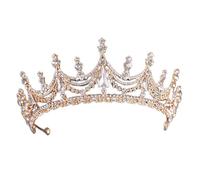 Joyas de cabello Tiaras de corona para mujeres Color plateado Tiaras de lujo y coronas Drinestone Princess Prom Crown Tiara Diadem Diadema para mujeres Joyas para el cabello nupcial por (tamaño: oro)
