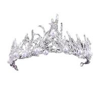 Joyas de cabello Tiaras de corona para mujeres Corona de bodas luminosas para mujeres Tiaras y coronas de la reina de novia LED LED Pearl Bride Headselepiece Princess Crown for Girl Birthday (Color: