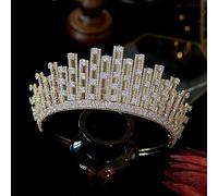 Joyas de Cabello Tiaras de Corona para Mujeres Corona de Novia de Novia Golden Royal Tocado Dadies Boda Boda Corona Bridal Tocado Queen King Crown, Oro