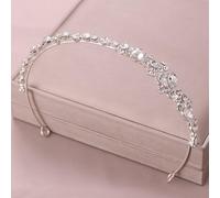 Joyas de cabello Tiaras de corona para mujeres Tiara Bridal Corona Corona Cabello Cabello Cabezón Cristal Corona Boda Banda para el cabello Joyería (Color: Plata)