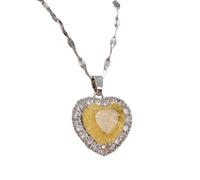 Joyas de chicas Collar de corazón geométrico Pave para mujeres, collar de corazón de diamantes de imitación brillante - Collar de circonía Pave, Collar de corazón para cumpleaños para el día de San