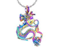 Joyas de cremación para cenizas de acero inoxidable dragón urna collar Keepsake humana mascota ceniza titular colgante conmemorativo para mujeres hombres, Acero inoxidable, No es una piedra preciosa