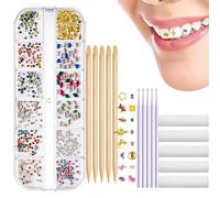 Joyas de dientes - Kit de cristales de dientes - 12 estilos de dientes reflectantes de cristal artificial, potenciadores de sonrisa brillante, fácil aplicación, brillo de larga duración