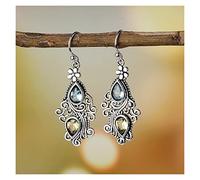 Joyas de Moda Bohemia 925 Sterling SIGLING Amatista Natura ENGRANTE para Mujer Joyas Pendientes de Alta Gama