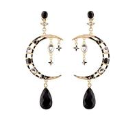 Joyas de mujer vintage simétrica luna curvada, pendientes de diosas de la luna, pendientes colgantes de aleación de resina de estrella, para mujer, joyas de luna, máscaras, cosplay, fiesta