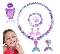 Joyas de pequeñas s, joyas de para niñas,7x Pendientes de collar de brazalete de princesa Mermaid Juego de pendientes - Accesorios de vestuario, accesorios de cosplay para el cumpleaños de Navidad de