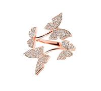 Joyas de plata de cristal para mujer, anillos voladores ajustables, mariposas, accesorios de boda, anillo ajustable, anillo para niñas y anillos abiertos, anillos pequeños, Oro Rosa, talla única