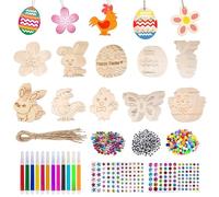 Joyas de Semana Santa de Madera, artesanías de Semana Santa de Bricolaje, Bolsos Decorativos de Madera, Colgantes de Semana Santa de Madera Conjuntos de Huevos de Pascua de Conejo y Pollo