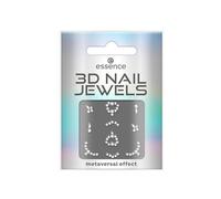 essence 3D Nail Jewels, Nail Stickers, No. 02, Silver, Express Result, Instant Result, Holographic, Glitter, Nanoparticles Free, Pack of 10
