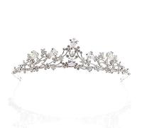 Joyas elegantes Crowcrystal Tiara Crowns Joyas para el cabello Pagado de boda de diario diadema nupcial Bridal, Tamaño: 14 * 3.5 (plata 14 * 3.5cm)