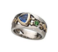 Joyas étnicas Creativo conjunto de patrones calados con anillo de circón azul verdoso anillo moderno anillo de moda para mujeres y niñas regalo de joyería