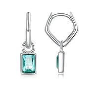 Joyas finas, anillos Mujeres, 925 Sivler Sterling Gem Stone King King Green Pendientes colgantes de esmeralda simulados para mujeres