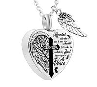 Joyas para Cenizas: no más Largo a mi Lado para Siempre en mi corazón Collar Colgante para Cenizas Abuelo Abuelo mamá Papa Nana Hermana u2026 Collares Personalizados para mamá