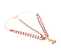 Joyas para el cabello, decoración para el cabello de novia, diademas con borlas para mujer, tocado con cuentas indias, cadena para el cabello para boda, joyería para el cabello, dorado y rojo