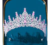 Joyas para el cabello Tiaras de corona para mujeres Barroco Multicolor Crystal Tiara Crown para mujeres Fiesta de boda Vintage Hot Hot Bridal Adhinestone Corona Cabello (Color: Plata Rosa)