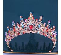 Joyas para el cabello Tiaras de corona para mujeres Barroque Multicolor Crystal Tiara Crown para mujeres Fiesta de boda Vintage Hot Bridal Bride Accesorios para el cabello de la corona (Color: Gold