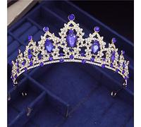 Joyas para el cabello Tiaras de corona para mujeres Círculo de cristal vintage diadema nupcial Rey Rey Corona de bodas Tiaras Novias Headdress Prom Crowns Joyería de cabello por Gagalu (Color: 16)