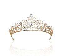 Joyas para el Cabello Tiaras de Corona para Mujeres Corona de Boda Dorada Corona de Novia para Mujeres Accesorios de joyería para el Cabello, Oro, Dorado