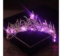 Joyas para el cabello Tiaras de corona para mujeres Corona de bodas luminosas para mujeres Tiaras y coronas de la reina de novia LED LED Pearl Bride Cadera Princess Crown for Girl Birthday (Color: