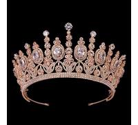 Joyas para el cabello Tiaras de corona para mujeres Coronas clásicas nupciales Big Big Crown for Women by Gagalu (color: oro rosa)