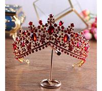 Joyas para el cabello Tiaras de corona para mujeres CRISIÓN ROJO Europeo Red Crown Big Headwear de novia Accesorios para el cabello de la boda Joya de la novia Tiaras Princesas Coronas de Gagalu