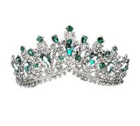 Joyas para el cabello Tiaras de corona para mujeres CRISTAL ROJO Europeo Rojo Big Crown Healwear de novia Accesorios para el cabello Joya de la novia Tiaras Princesas Coronas de Gagalu (Color: Silver