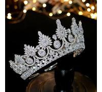 Joyas para el cabello Tiaras de corona para mujeres European Retro Crown Bride Crown Banquete Vestido de novia Accesorios de joyas por Gagalu (color: platino chapado)