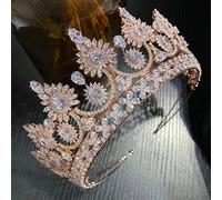 Joyas para el cabello Tiaras de corona para mujeres European Retro Crown Bride Crown Banquete Vestido de novia Accesorios de joyas por gagalu (color: color de oro rosa)